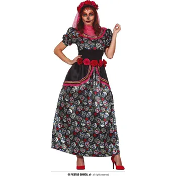 Karnevalový kostým Fiestas Guirca Catrina pestrobarevný kostým - velikost L 42/44