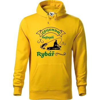 Pánská mikina DOBRÝ TRIKO Pánská mikina s potiskem Legenda rybář Velikost pánské mikiny: XL, Barva: Žlutá
