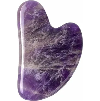 Masážní kámen Gua sha z ametystu tvar srdce délka cca 8 cm