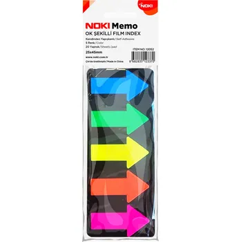 Samolepící bloček Noki, Samolepicí šipky MEMO, 5 x 20 listů, 25 x 45 mm, mix barev