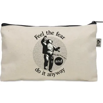 Kosmetická taška KOSMETICKÁ TAŠTIČKA béžová dárek FEEL THE FEAR AND DO IT ANYWAY KO_273