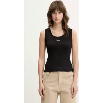 Bavlněný top Tommy Jeans černá barva, DW0DW21369 99X, vel. XS