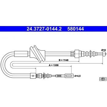 Lanko parkovací brzdy Tažné lanko, parkovací brzda ATE 24.3727-0144.2