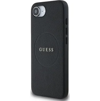 Telefonní příslušenství Guess PU Classic Logo MagSafe Zadní Kryt pro iPhone 16e Černá Luxusní černý zadní kryt s klasickým logem Guess a technologií MagSafe, poskytující bezpečné připevnění a ochranu pro iPhone 16e.