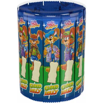 Čokoláda Lolly Choc Company Velikonoční zajíčci na špejli plnotučné mléko s bílou čokoládou 45x15g