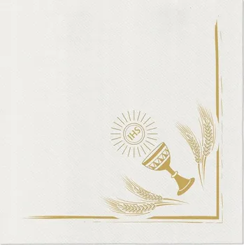 Papírový ubrousek Ubrousky k prvnímu svatému přijímání se zlatým kalichem 12 ks