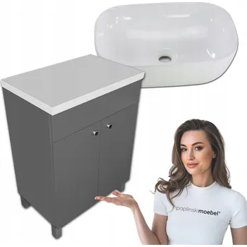 Šatní skříň Skříňka Grafit s deskou 60 cm a umyvadlem na desku