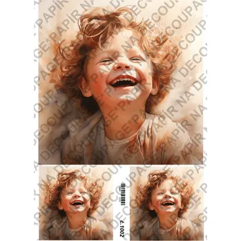 Umělecký papír Rýžový a soft papír na decoupage - Smějící se děti - KB01002 Materiál: Soft, Rozměr: A4