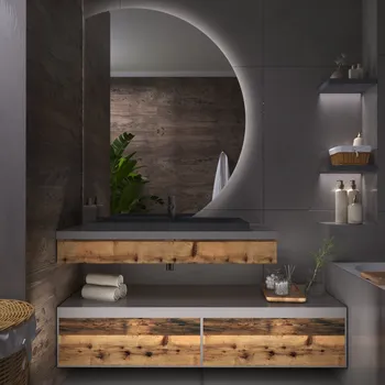 Zrcadlo DARAMIO Kulaté zrcadlo s LED osvětlením E4 100x130 cm