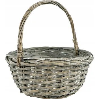 Nákupní košík Kulatý šedý košík košíček velikonoční na svěcení pro dítě S