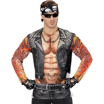 Karnevalový kostým Widmann Tričko rocker / biker pánské - M/L