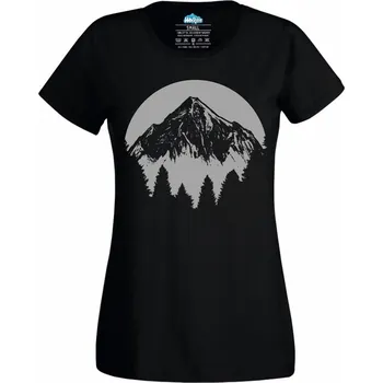 Dámské tričko Černobílá Horská Krajina (Velikost: 4XL, Barva: Černá)