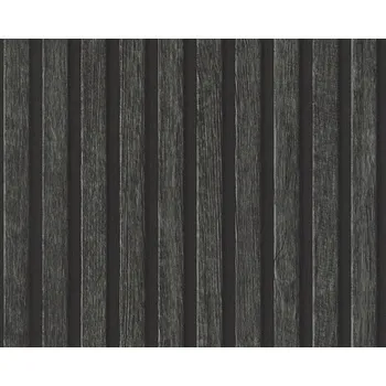 Tapeta Vliesová tapeta dřevěné lamely, šedá a černá barva, jemná struktura 391094 (0,53 x 10,05 m) A.S.Création
