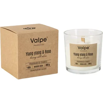 Svíčka Nohel Garden Svíčka ve skle YANG YLANG&ROSE vonná dřevěný knot 300g
