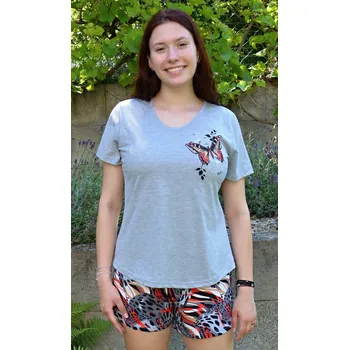 Dámské pyžamo Vienetta Dámské pyžamo šortky Motýli: šedá L