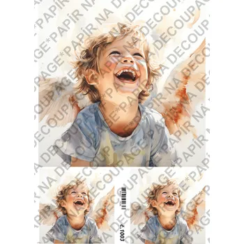 Umělecký papír Rýžový a soft papír na decoupage - Smějící se děti - KB01003 Materiál: Soft, Rozměr: A4