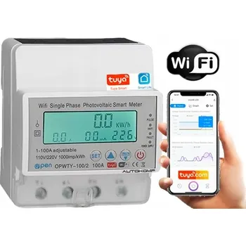 IP kamera Měřič spotřeby energie 1fázový 100A 230V TUYA WiFi DIN obousměrný pro fotovoltaiku (PV)