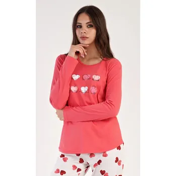 Dámské pyžamo Vienetta Secret Dámské pyžamo dlouhé Valentýna: jahodová XL
