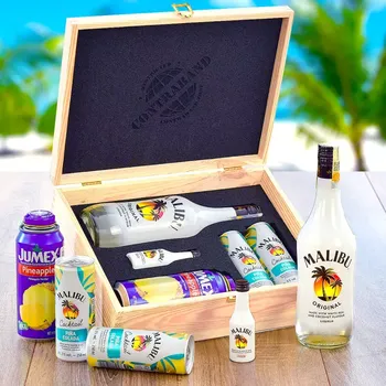 Dárkový potravinový koš Malibu Likér dárková sada k narozeninám, výročí, svátku, vánocům, valentýnu Standardní víko