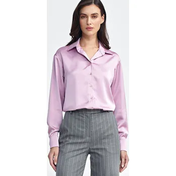 Dámská košile Saténová body košile K80 NIFE Barva: Růžová, Velikost: S