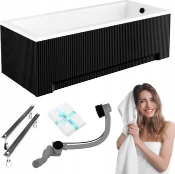 Vana Obdélníková akrylátová vana Besco Modern s bočním odtokem 160 x 70 cm