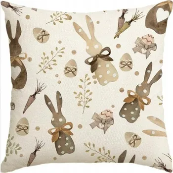 Povlečení POVLEČENÍ NA POLŠTÁŘ Velikonoce DEKORAČNÍ 45X45 CM SVÁTEČNÍ ZAJÍČCI