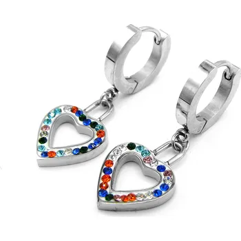 Náušnice Steel Jewelry Náušnice barevné srdce z chirurgické oceli NS220189 dárkové balení zdarma
