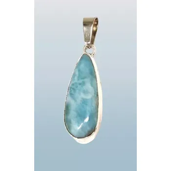 Přívěsek Larimar pravý, přívěsek kapka 2,5 cm (chirurgická ocel)