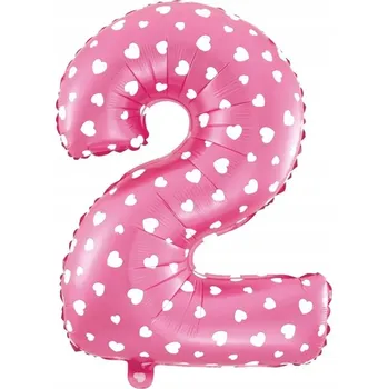 Balónek Fóliový balónek Godan číslice 4 růžový se srdíčky s tyčkou