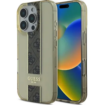 Guess IML Middle 4G Stripe Zadní Kryt pro iPhone 16 Pro Brown Guess IML Middle 4G Stripe zadní kryt na telefon je skvělým doplňkem pro všechny milovníky stylu a praktičnosti. Tento kryt je vyroben z