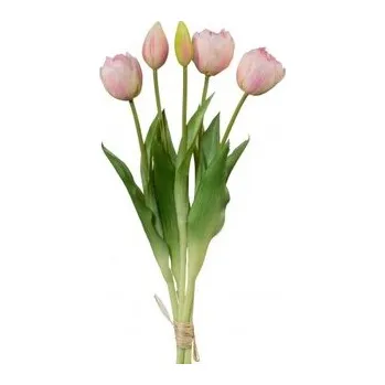 umělá květina Tulipán svazek plnokvětý, 5 ks, sv. růžová 3018302-10