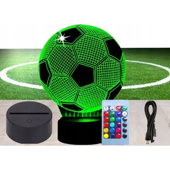 Lampička NOČNÍ LAMPA LED FOTBALOVÝ MÍČ HRÁČ STOLNÍ 3D PRO DĚTI RGB LED + DÁLKOVÉ OVLÁDÁNÍ