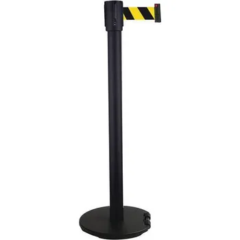 Plotový sloupek Zahrazovací sloupek s pásem Manutan Expert Black, základna s kolečky, 5 m, černý/žlutý + Prodloužená záruka na 10 let