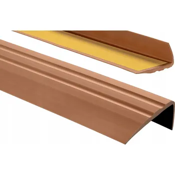 Stavební profil Schodový profil z PVC protiskluzový 50x25 80cm tmavě hnědý Samolepicí