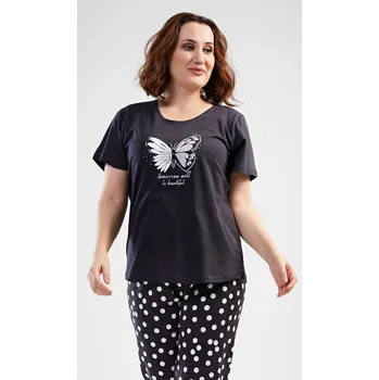 Dámské pyžamo Vienetta Dámské pyžamo kapri Motýl: tmavě šedá 4XL