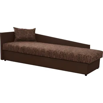 Postel Válenda s úložným prostorem, levé provedení, ekokůže hnědá + látka vzor, JUDIT