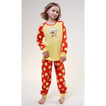 Dívčí pyžamo Vienetta Kids Dětské pyžamo dlouhé Malé kuře: žlutá 3 - 4