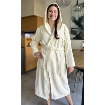 Dámský župan Vienetta Dámský župan dlouhý s kapucí Pláž: smetanová L