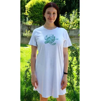 Dámská noční košile Vienetta Dámská noční košile s krátkým rukávem Želva: světle šedá L