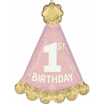 Balónek Fóliový balónek "První narozeniny holčičky", růžový, Amscan, 45 cm, SHP