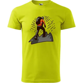 Pánské tričko DOBRÝ TRIKO Pánské tričko s potiskem Na vrchol Velikost: XS, Barva: Limetková