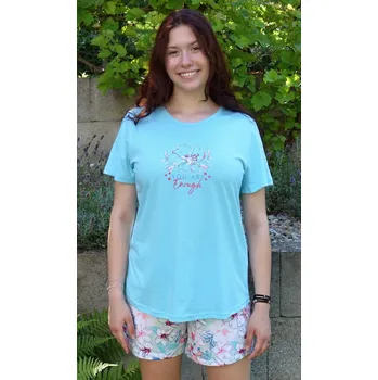 Dámské pyžamo Vienetta Dámské pyžamo šortky Ellie: světle tyrkysová L