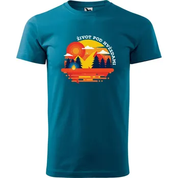 DOBRÝ TRIKO Pánské tričko Život pod hvězdami Velikost: L, Barva: Petrolejová