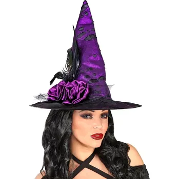 Volný čas Čarodějnický klobouk s květy a pírky