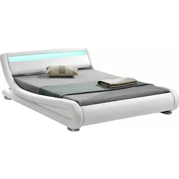 Postel Čalouněná postel FILIDA 180x200, s LED osvětlením, bílá