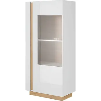 Komoda Vitrína CITY 72, dub grandson/bílý lesk