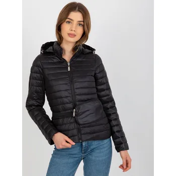 Černá prošívaná bunda s kapucí -NM-KR-D2-3880.99P-black Velikost: S