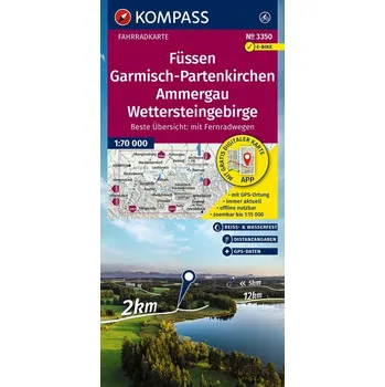 KOMPASS Fahrradkarte 3350 Füssen, Garmisch-Partenkirchen, Ammergau, Wettersteingebirge 1:70.000