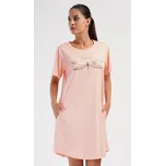Vienetta Dámské domácí šaty s krátkým rukávem Vážka: světle lososová 3XL
