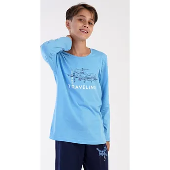 Chlapecké pyžamo Vienetta Kids Dětské pyžamo dlouhé Letadlo: světle modrá 7 - 8